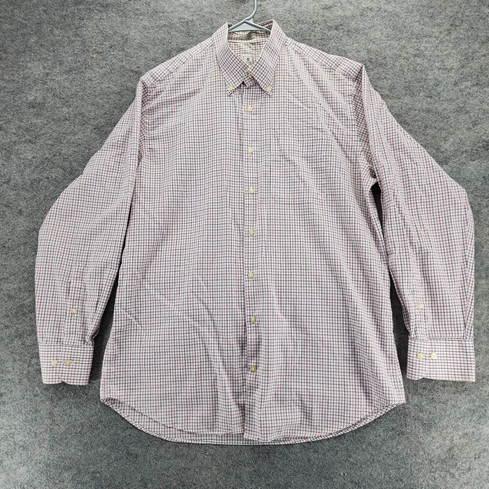 Peter Millar Shirt Mens Large Button Down Long Sleeve White Check